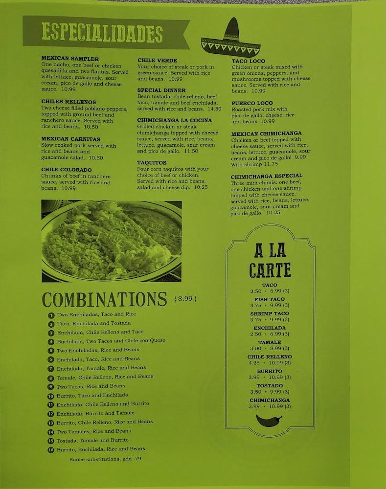 La Cocina Mexican Restaurant Menu image 2
